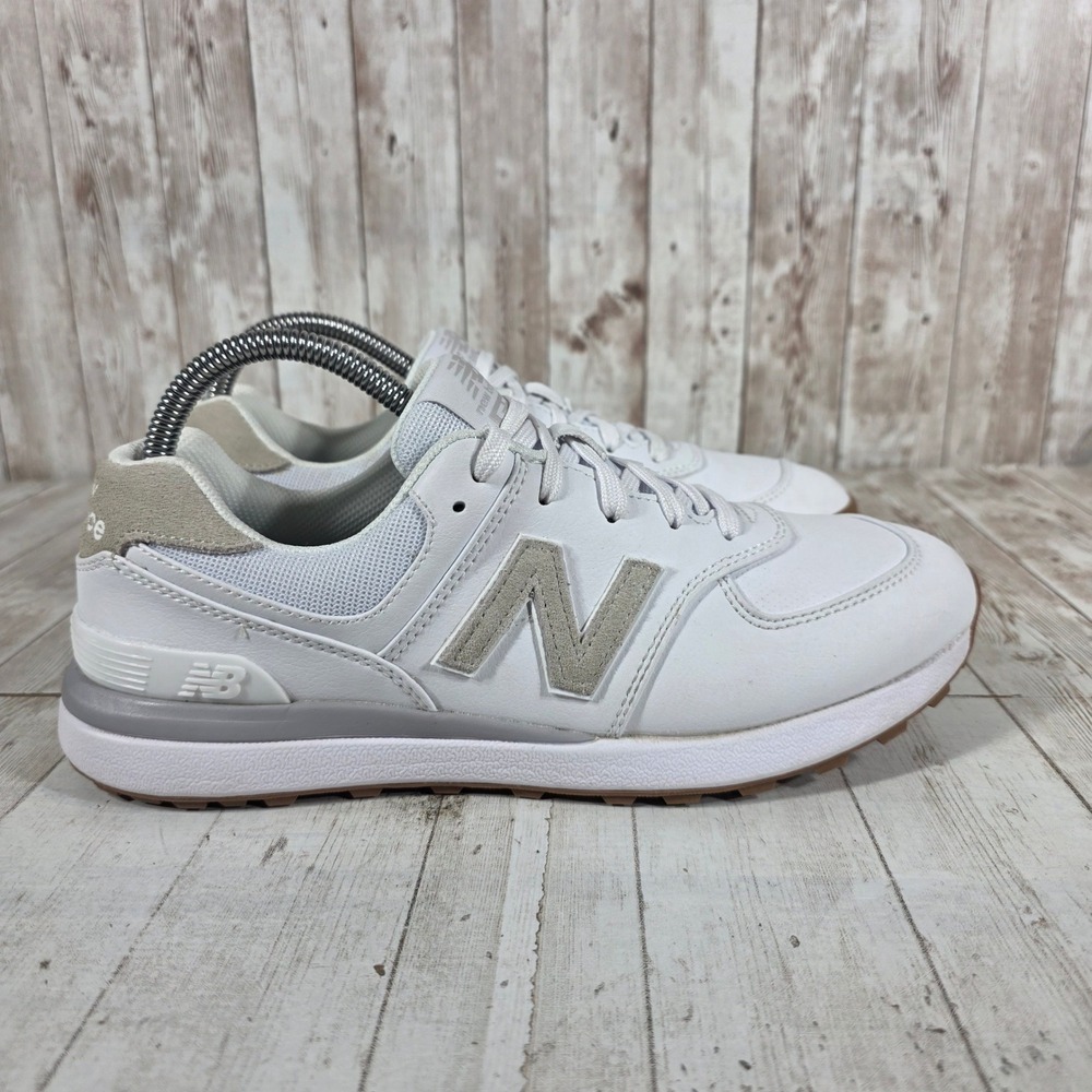 New Balance 574 Greens Golf Shoes White Grey Gum Spikeless WG574WT Womens 8.5